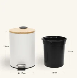 Kosz łazienkowy z bambusem ZETRU, 3 l