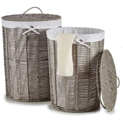 Kosze wiklinowe z materiałową wyściółką RUSTIC, 2 sztuki