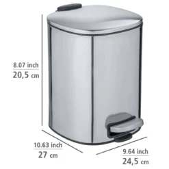 Kosz na śmieci ALASSIO, z pedałem i funkcją Easy-Close, 5 L, WENKO