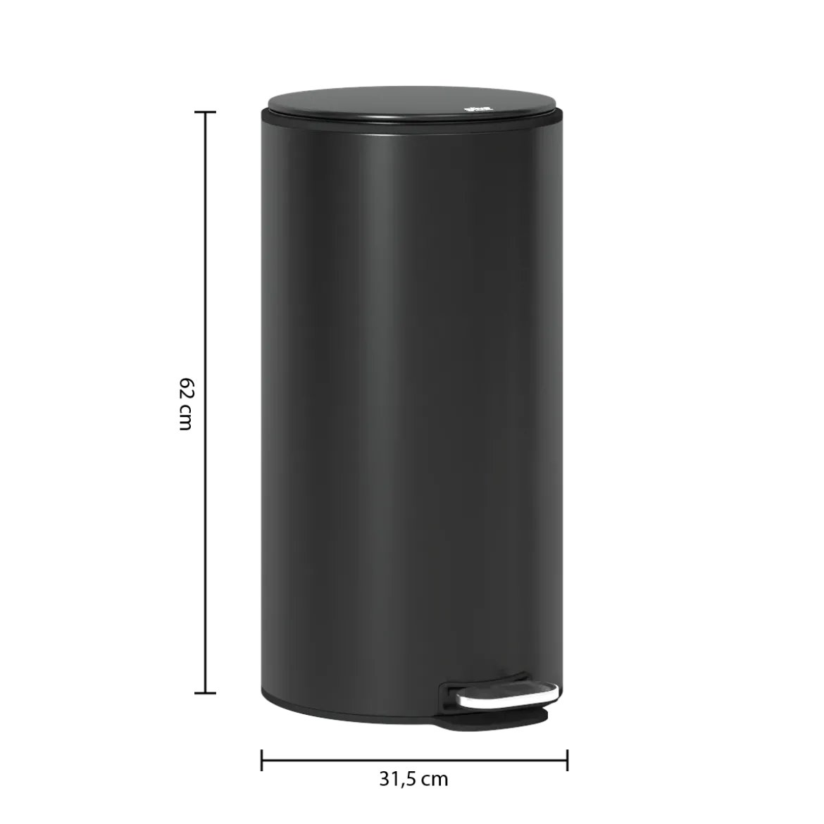 Kosz na śmieci metalowy DELTA, z neutralizatorem zapachów, 30 l