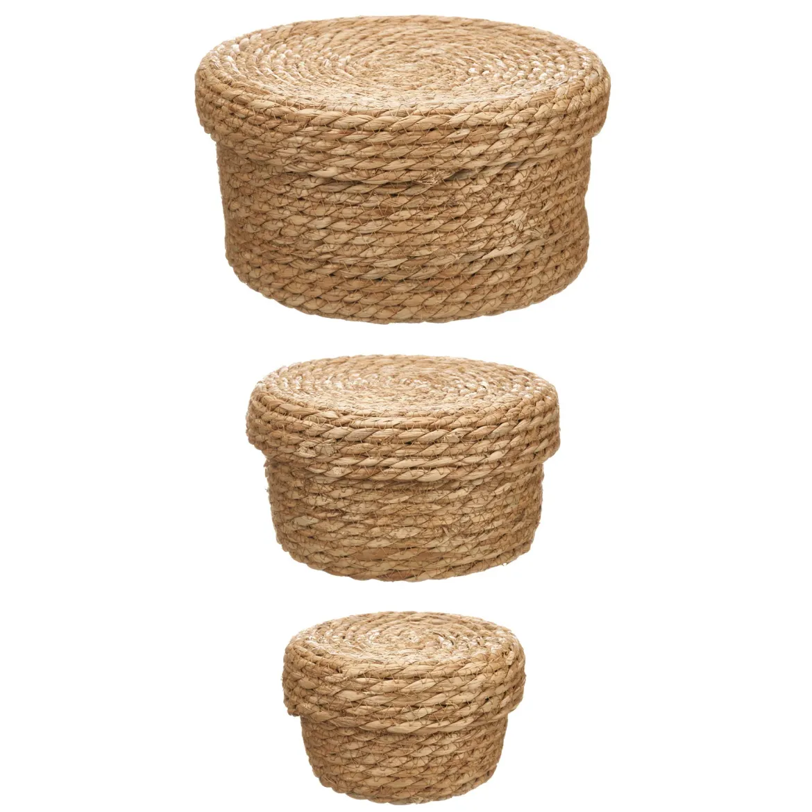 Koszyki do przechowywania z naturalnej plecionki, 3 sztuki