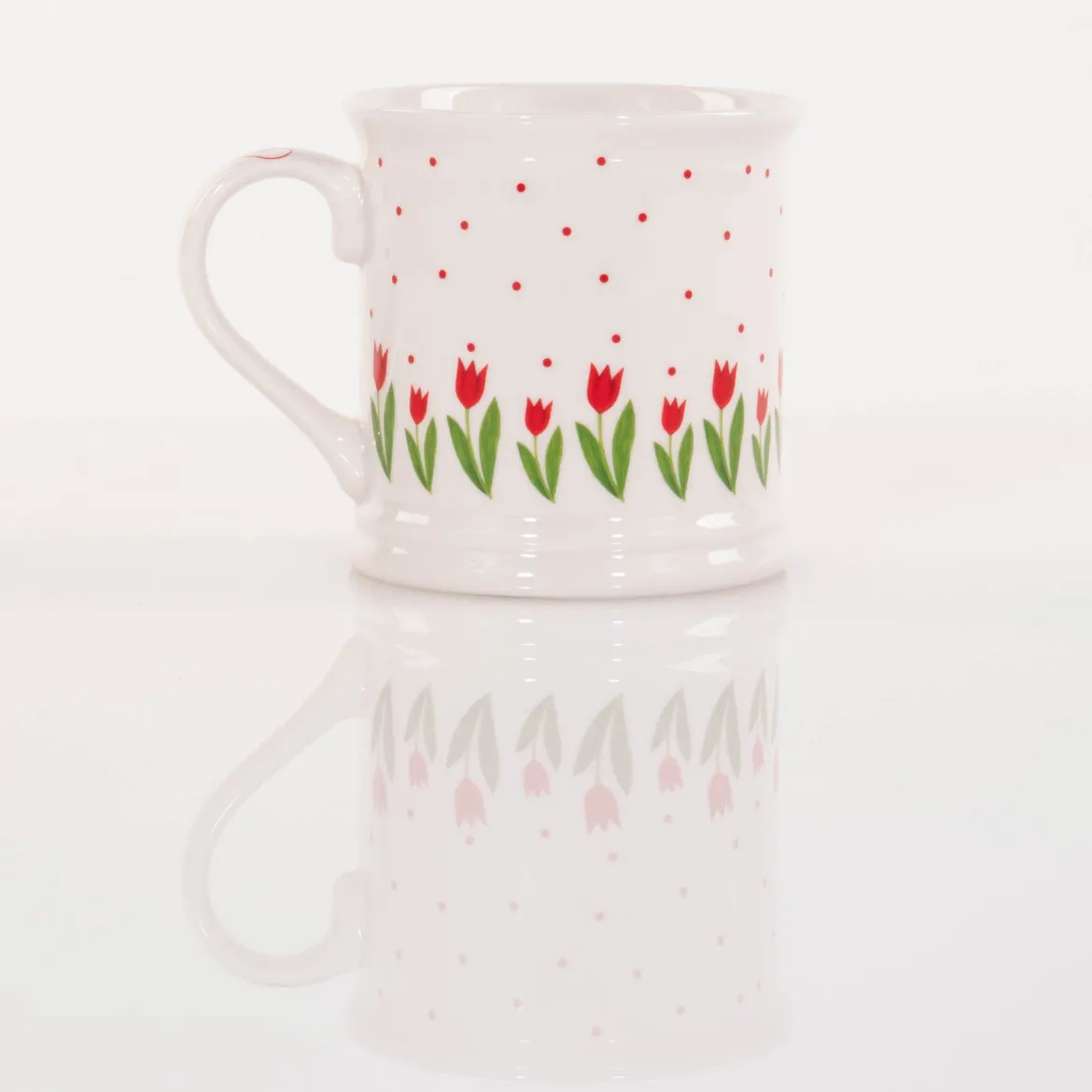 Kubek do kawy i herbaty DANIQUE, wzór w tulipany, 420 ml