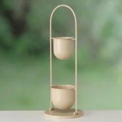 Kwietnik metalowy CAMILIO, beżowy, wys. 75 cm