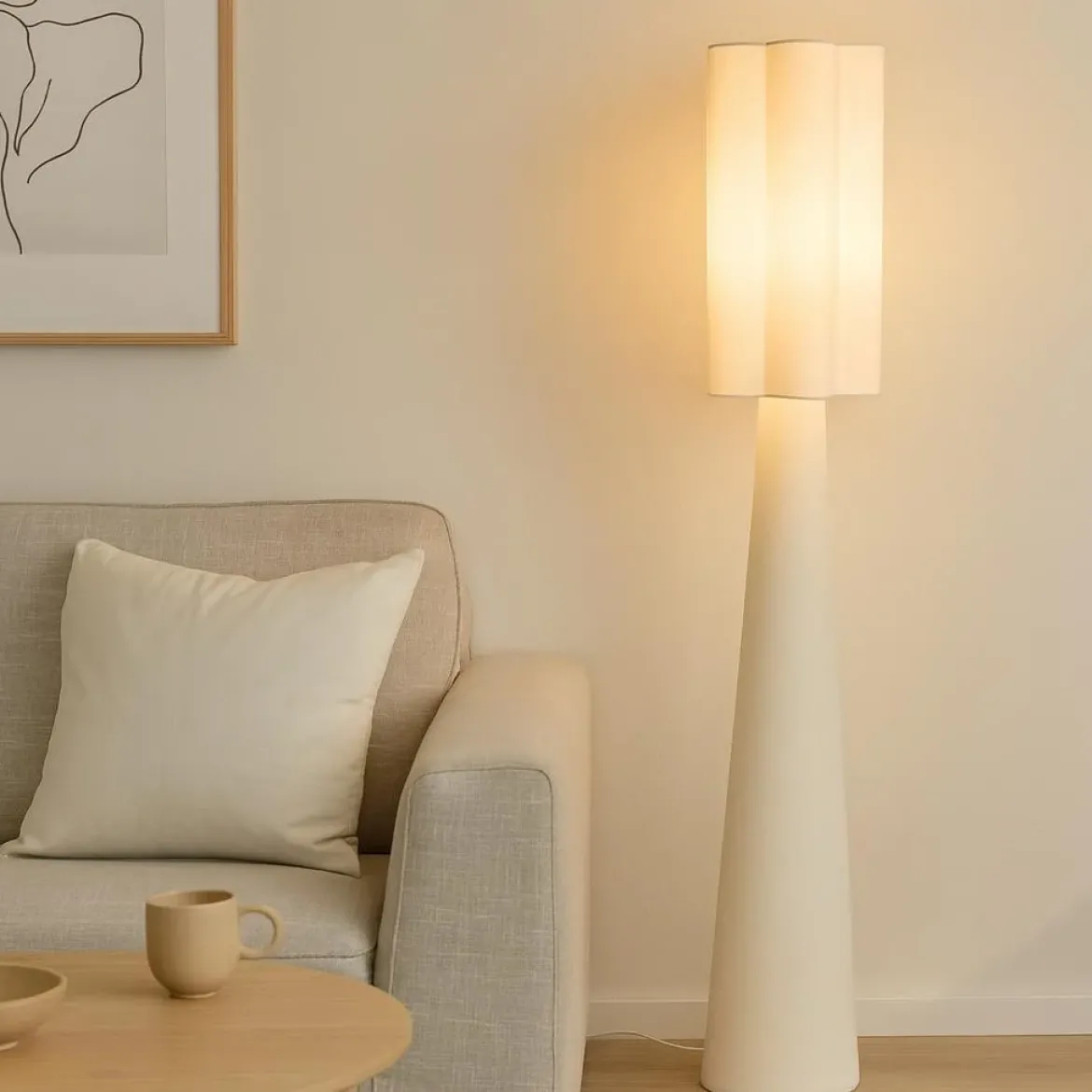 Lampa podłogowa BLANCA, Ø 28 x 124 cm, beżowa