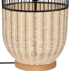 Lampa podłogowa boho Anea, rattan i metal, wys. 95 cm