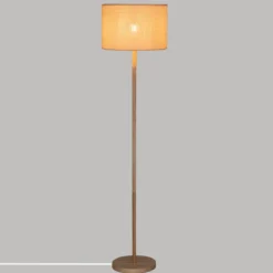 Lampa podłogowa DELLA, drewniana podstawa, 149,5 cm