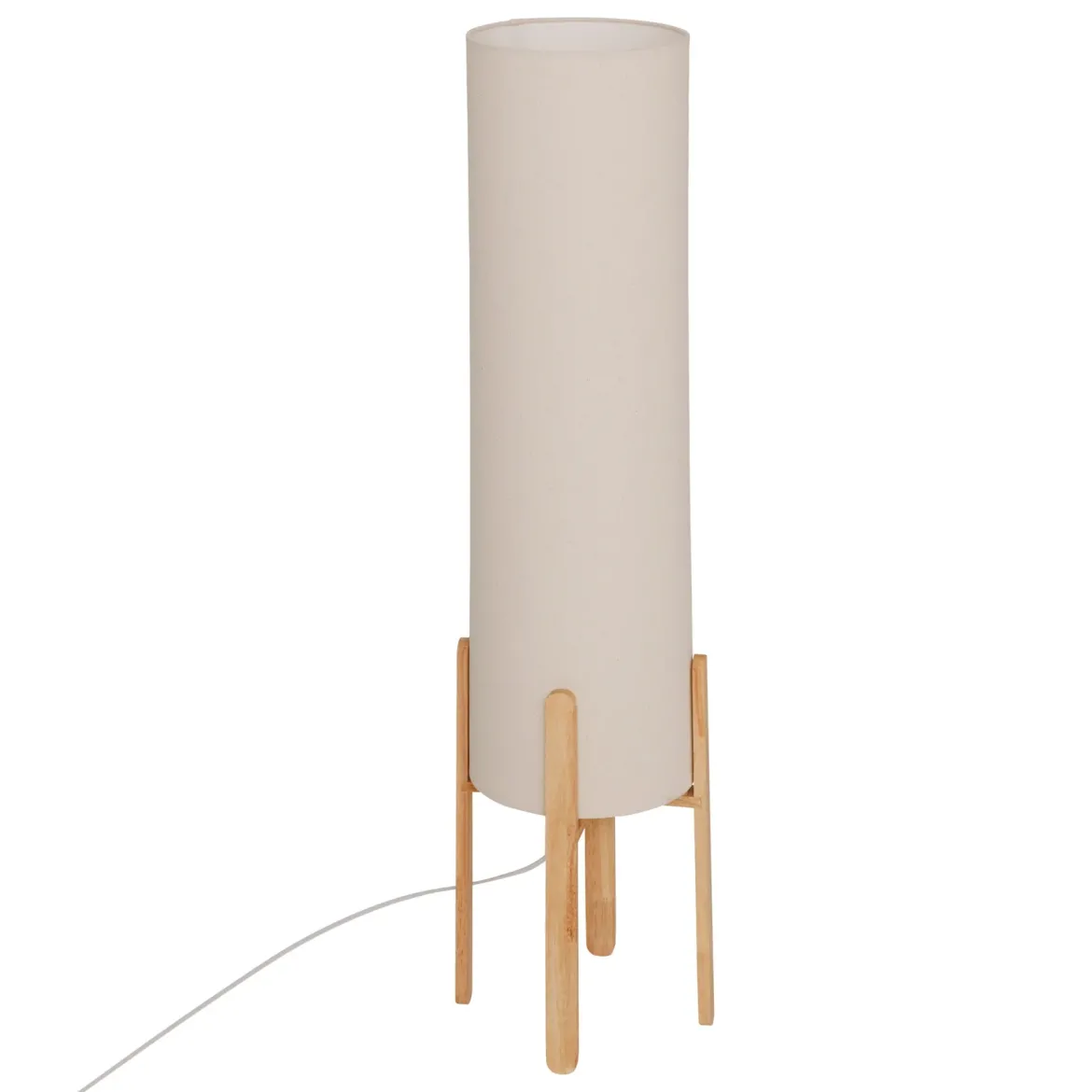 Lampa podłogowa tekstylny klosz RAFA drewniane nogi, Ø 24 x 107 cm