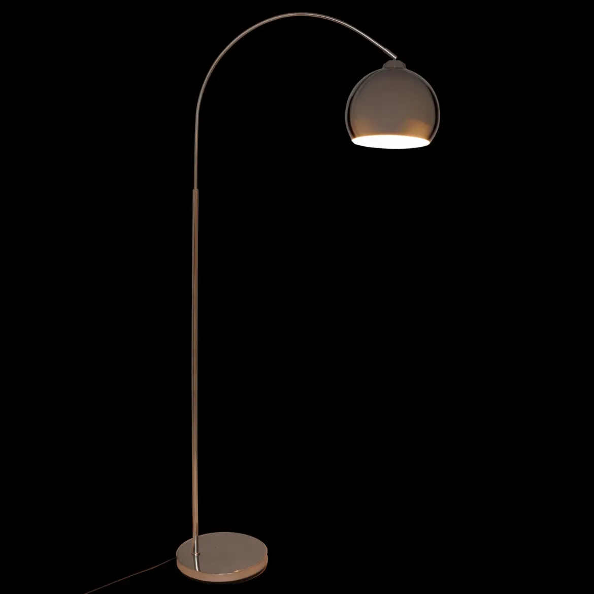 Lampa podłogowa łukowa FLORIS, metalowa, srebrna, 177 cm