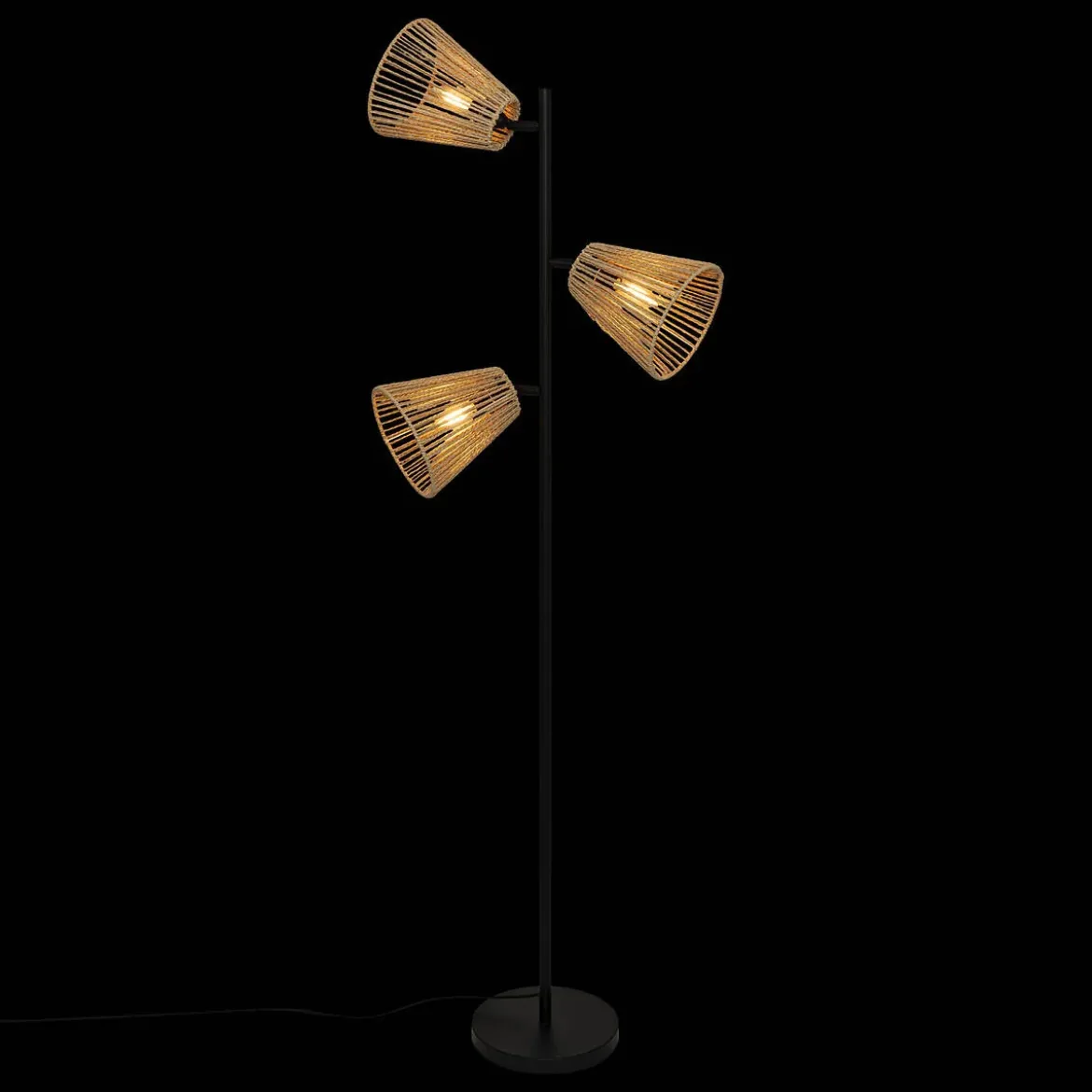 Lampa stojąca boho GIADA, 3 obrotowe klosze, 150 cm