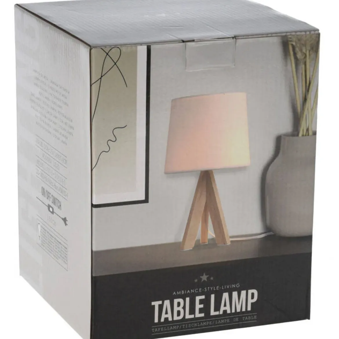 Lampa stojąca na drewnianych nogach, wys. 29 cm