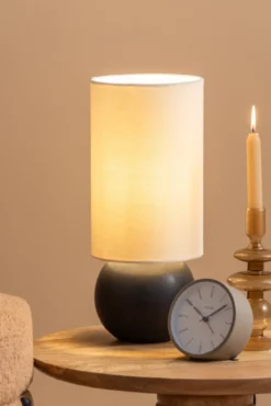 Lampa stołowa ALMA, płócienny abażur, Ø 16 cm