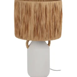 Lampa stołowa ceramiczna z kloszem z plecionki Ø 24 x 42 cm