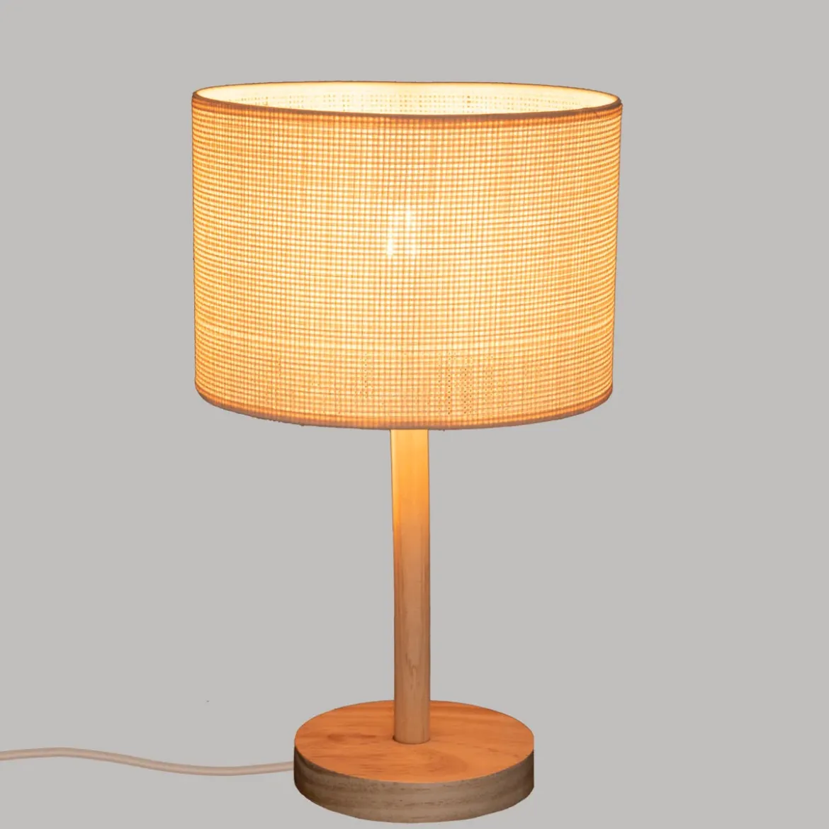Lampa stołowa DELLA, drewniana podstawa, 42 cm