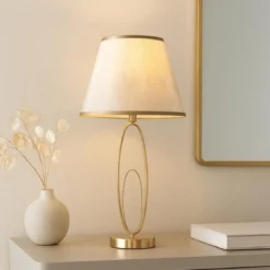 Lampa stołowa GLAM FLUSH, metalowa, złota, Ø 30x58 cm