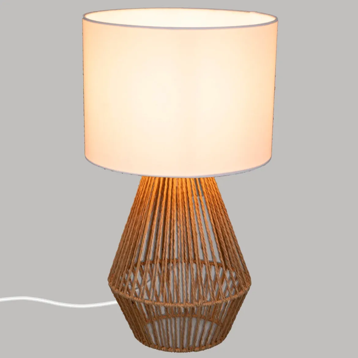 Lampa stołowa LILA, podstawa z plecionki, 40 cm