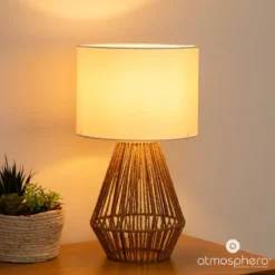 Lampa stołowa LILA, podstawa z plecionki, 40 cm