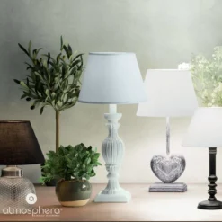 Lampa stołowa PATINE GRIS z abażurem, 56 cm
