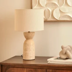 Lampa stołowa z trawertynową podstawą ERIN, Ø 28 x 47,5 cm