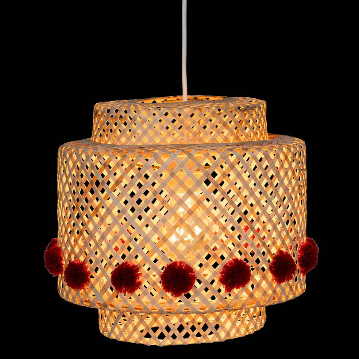 Lampa wisząca LIBY BAMB z ażurowym kloszem z bambusa, Ø 40 cm