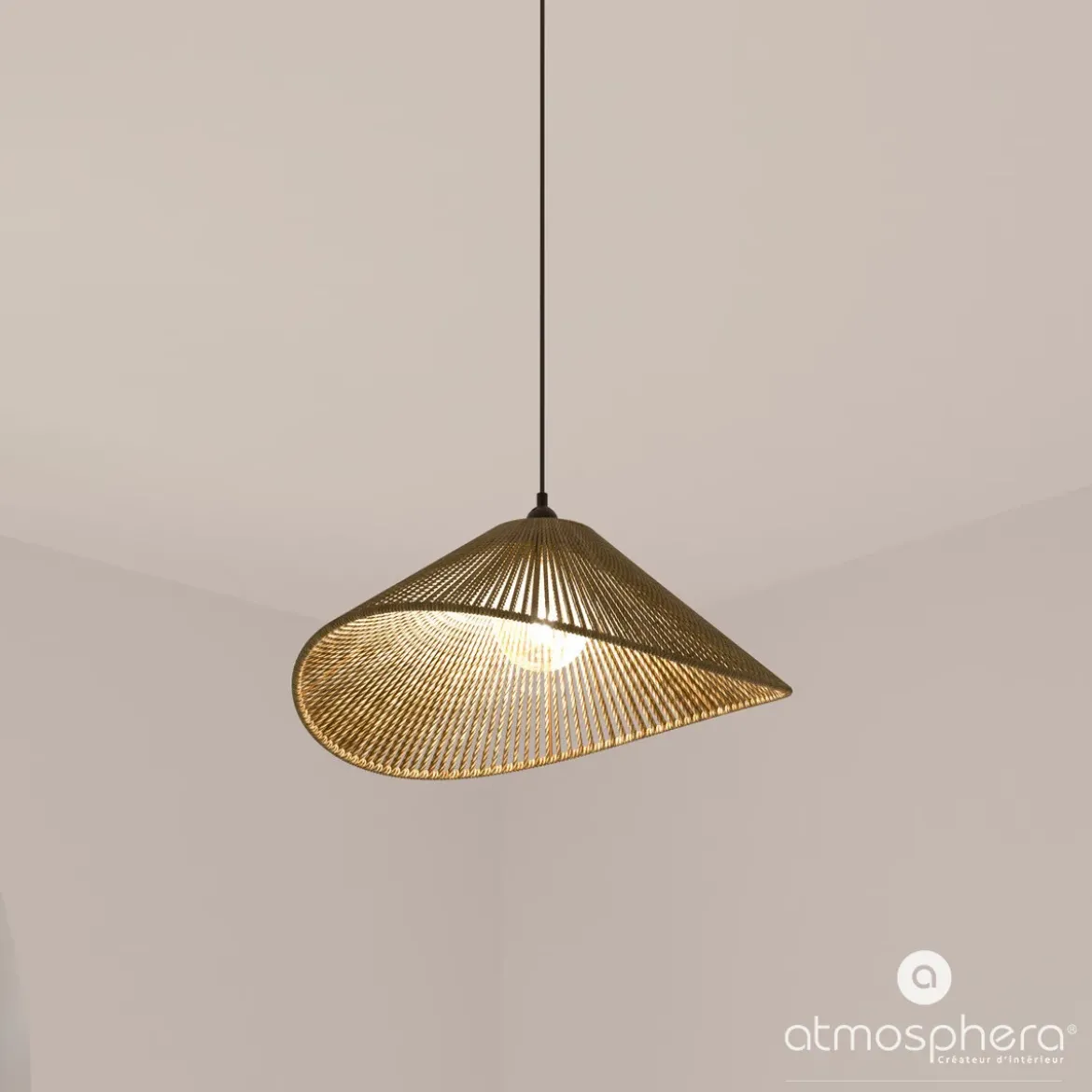 Lampa wisząca nad stół MYHA pleciony klosz, 58 cm