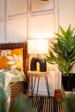 Lampa z abażurem Eidel i z ceramiczną podstawą, 40,5 cm