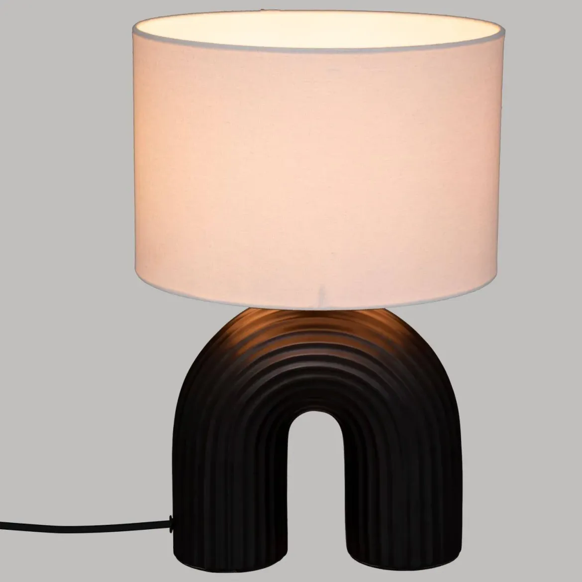 Lampa z abażurem Eidel i z ceramiczną podstawą, 40,5 cm