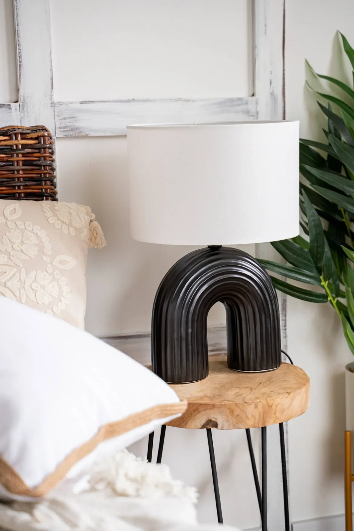 Lampa z abażurem Eidel i z ceramiczną podstawą, 40,5 cm
