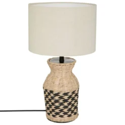 Lampa z abażurem Hiacynt, podstawa z plecionki, 49 cm