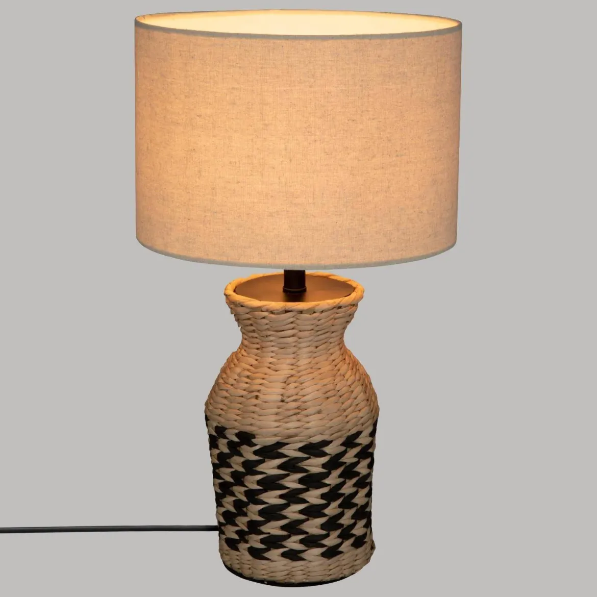 Lampa z abażurem Hiacynt, podstawa z plecionki, 49 cm