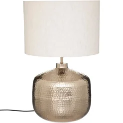 Lampa z beżowym abażurem Kais, metalowa podstawa, wys. 52 cm