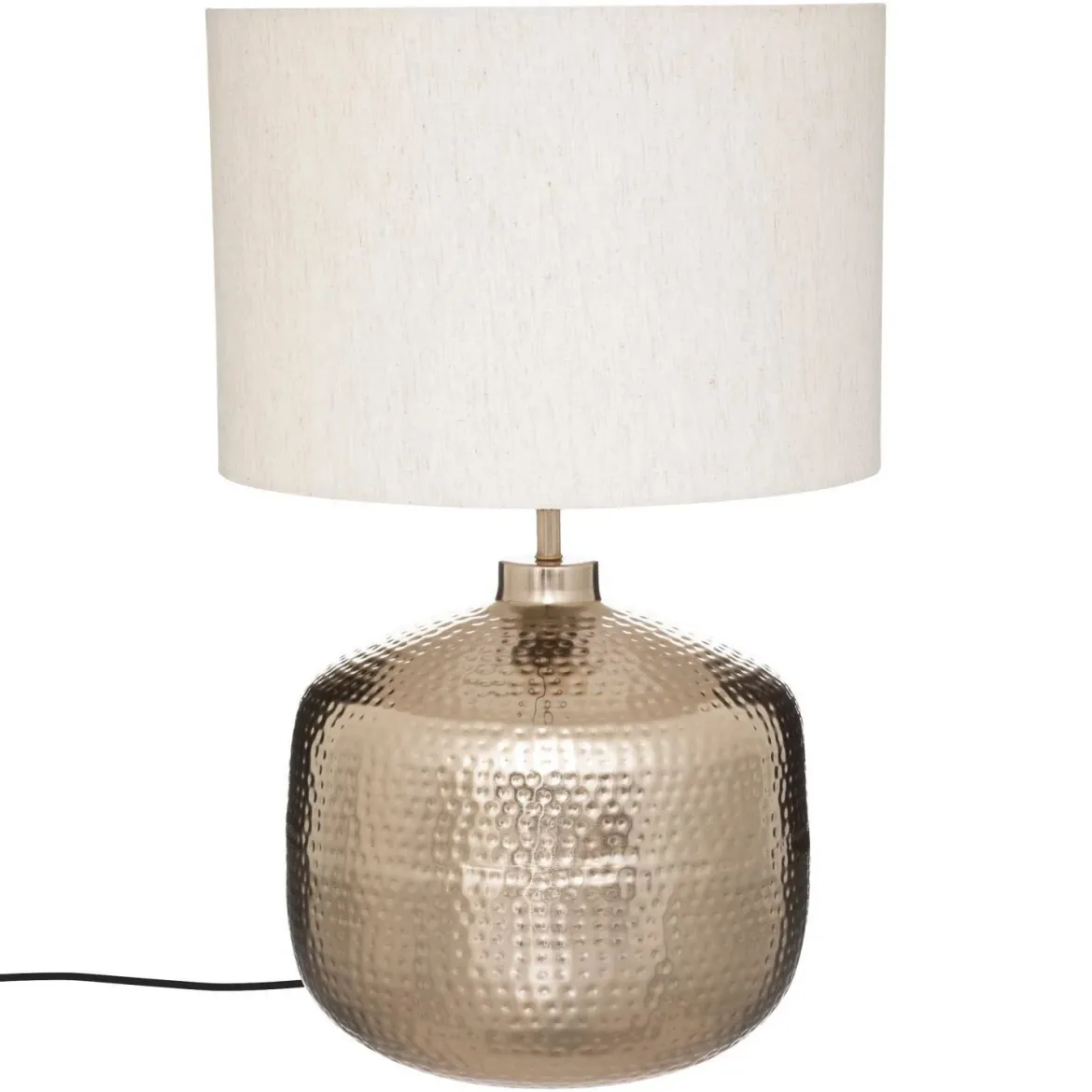 Lampa z beżowym abażurem Kais, metalowa podstawa, wys. 52 cm