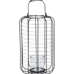 Lampion metalowy ze szklanym świecznikiem, Ø 23,5 cm