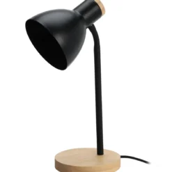 Lampka na biurko w skandynawskim stylu, drewniana podstawa, 14 x 36 cm