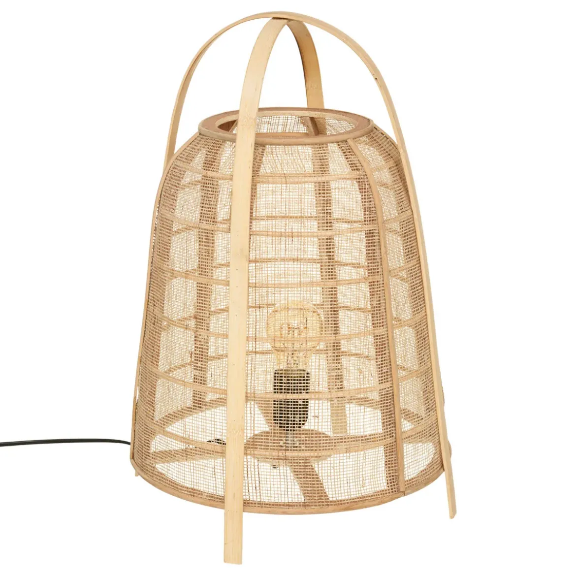 Lampka nocna w kształcie lampionu CARMEN, bambusowy klosz, wys. 49 cm