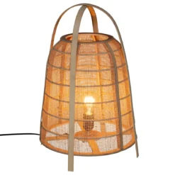 Lampka nocna w kształcie lampionu CARMEN, bambusowy klosz, wys. 49 cm