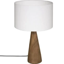 Lampka nocna z drewnianą podstawą, Ø 28 x 46 cm