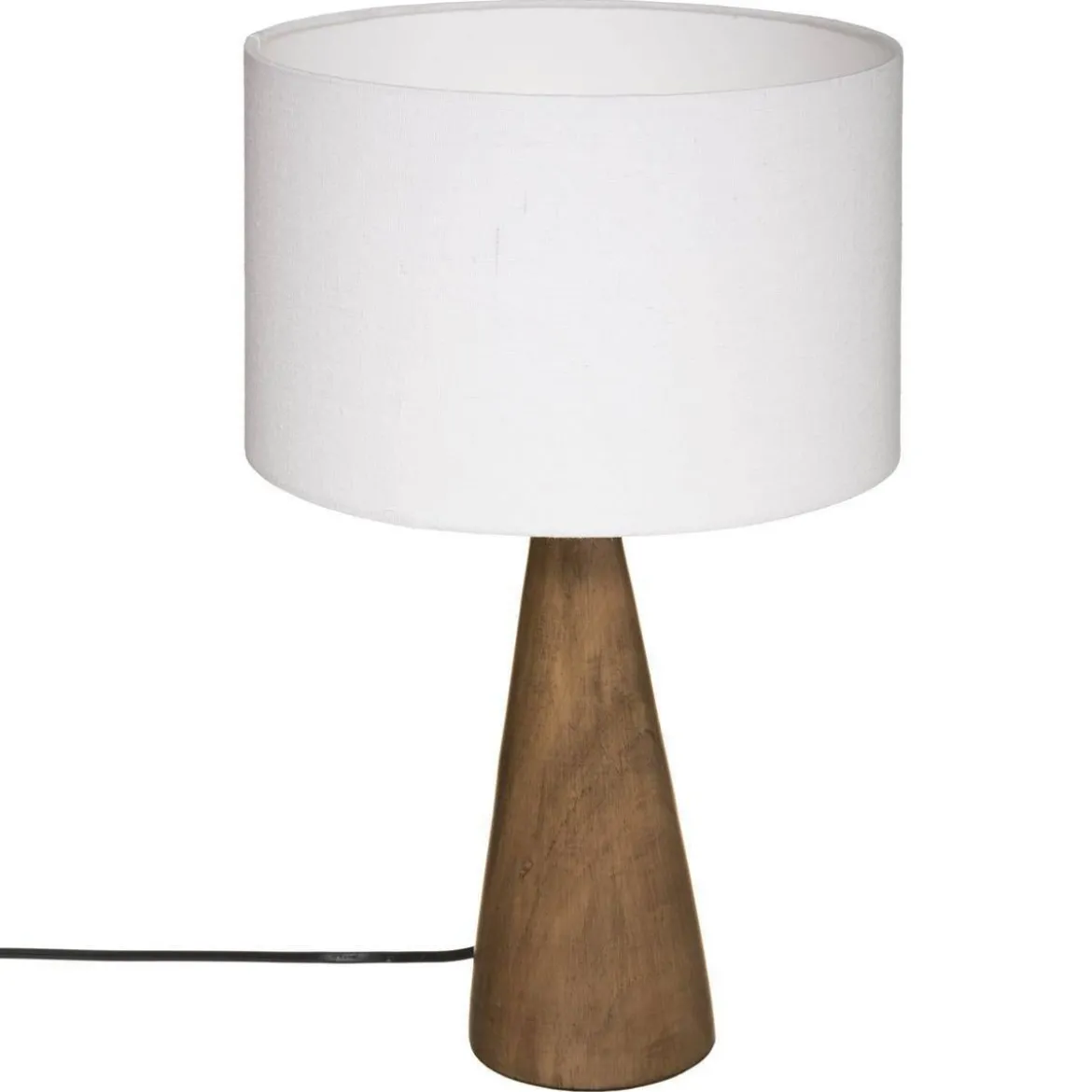 Lampka nocna z drewnianą podstawą, Ø 28 x 46 cm
