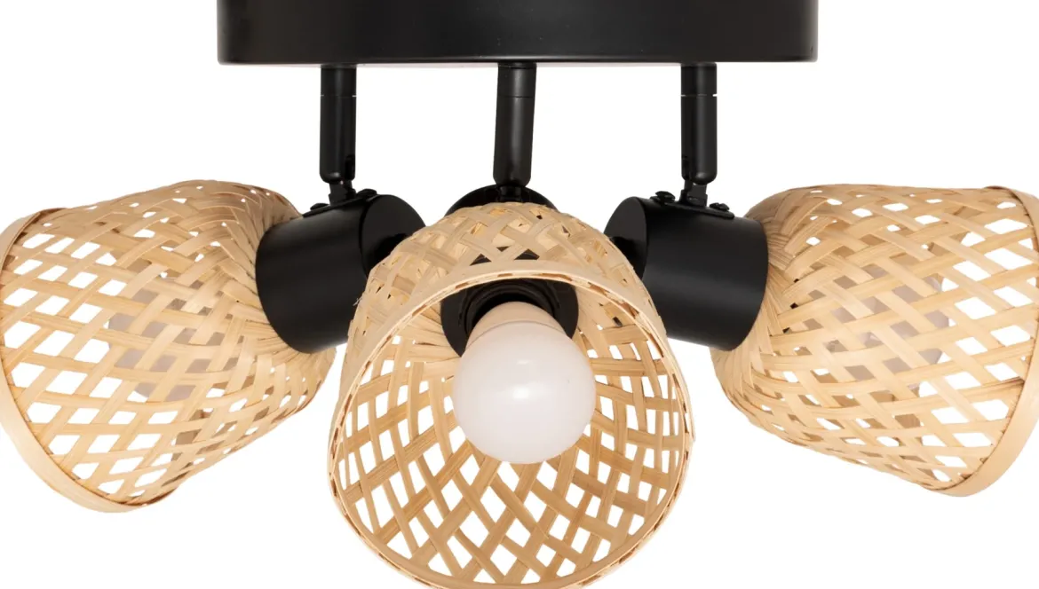 Lampy sufitowe LIO 3 klosze z plecionego bambusa, 3 x Ø 25 cm