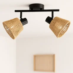 Lampy sufitowe MYHA 2 klosze z plecionego papieru, 2 x Ø 15 cm