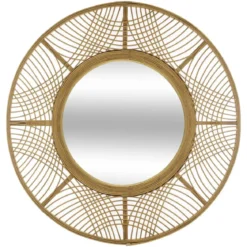 Lustro boho w bambusowej ramie INA, Ø 70 cm