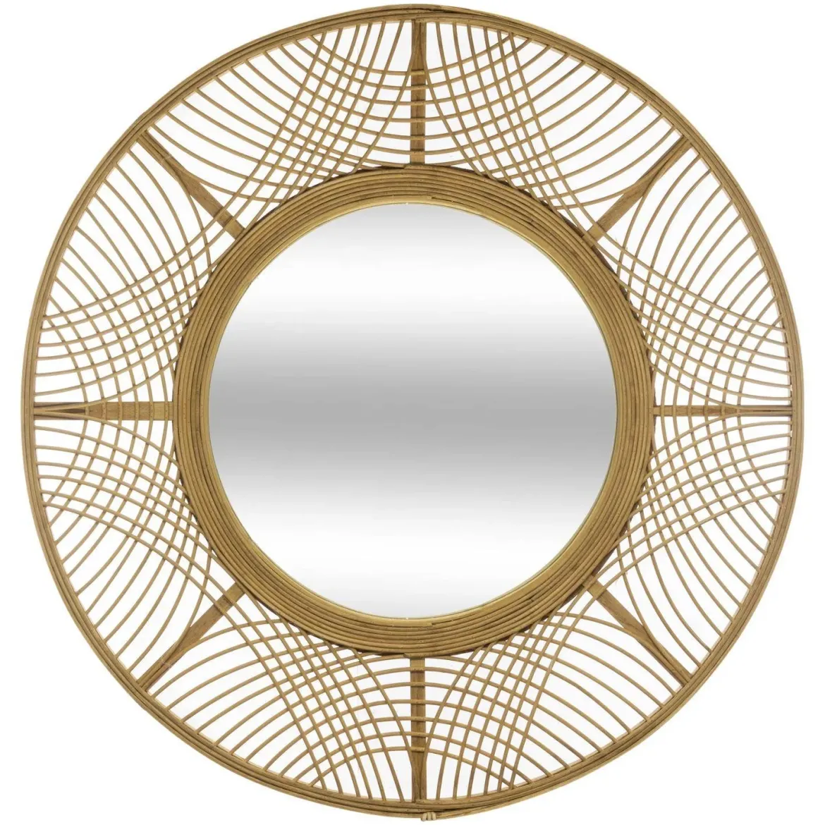 Lustro boho w bambusowej ramie INA, Ø 70 cm