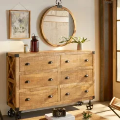 Lustro ścienne, okrągłe, dekoracyjne w oprawie MDF, Ø 74 cm