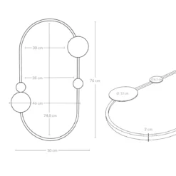 Lustro ścienne SAANA z geometrycznymi zdobieniami, 50 x 76 cm