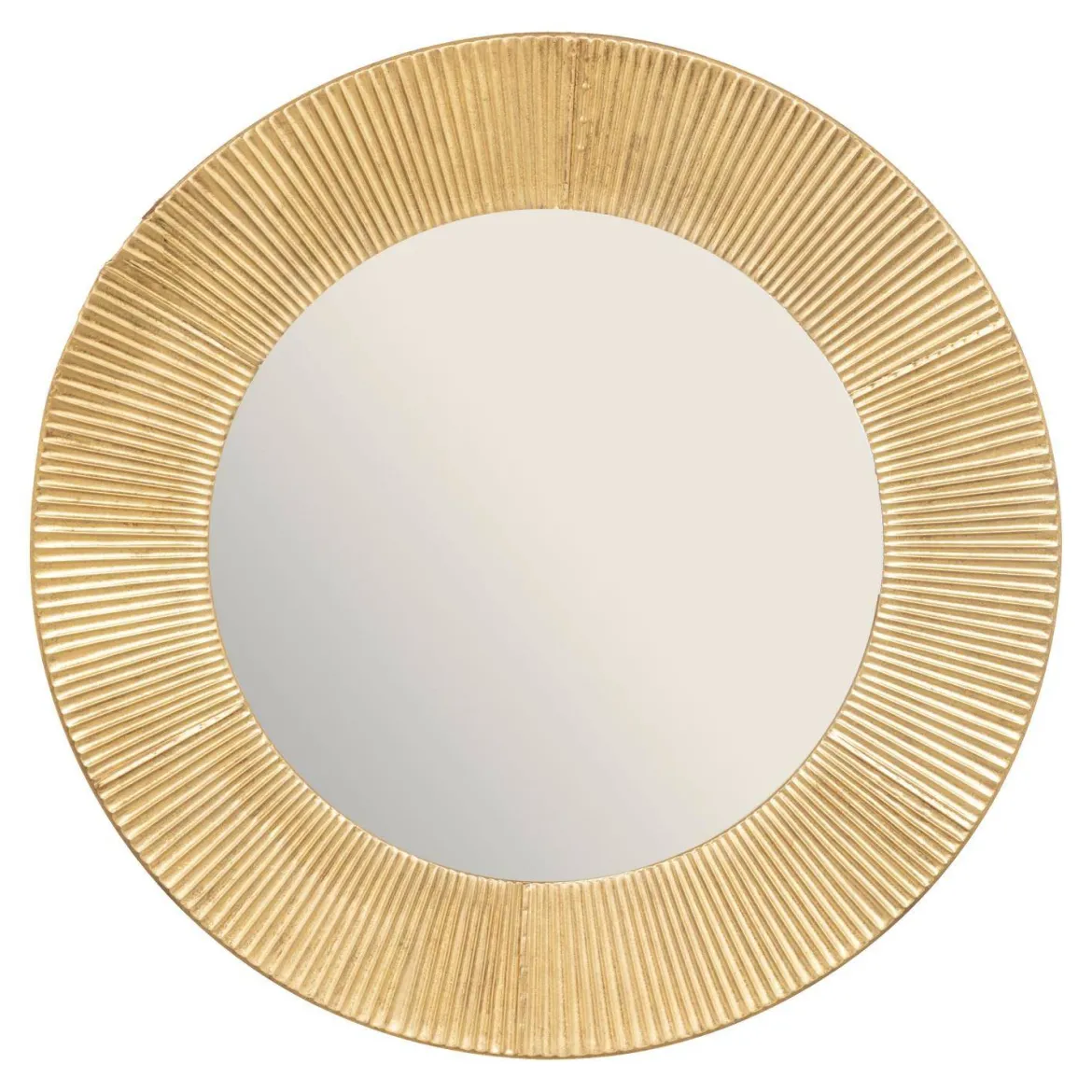 Lustro okrągłe Milda w złotej, metalowej ramie, Ø 90 cm
