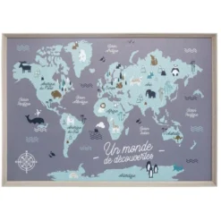 Mapa świata dla dzieci, dekoracja ścienna, 70x50 cm