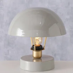 Metalowa lampka stołowa Clover, szary klosz, Ø 25 cm