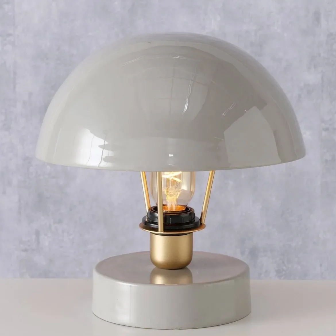 Metalowa lampka stołowa Clover, szary klosz, Ø 25 cm