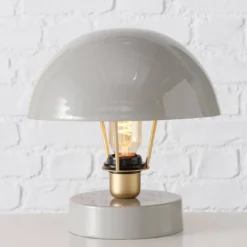 Metalowa lampka stołowa Clover, szary klosz, Ø 25 cm
