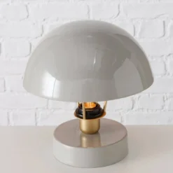 Metalowa lampka stołowa Clover, szary klosz, Ø 25 cm