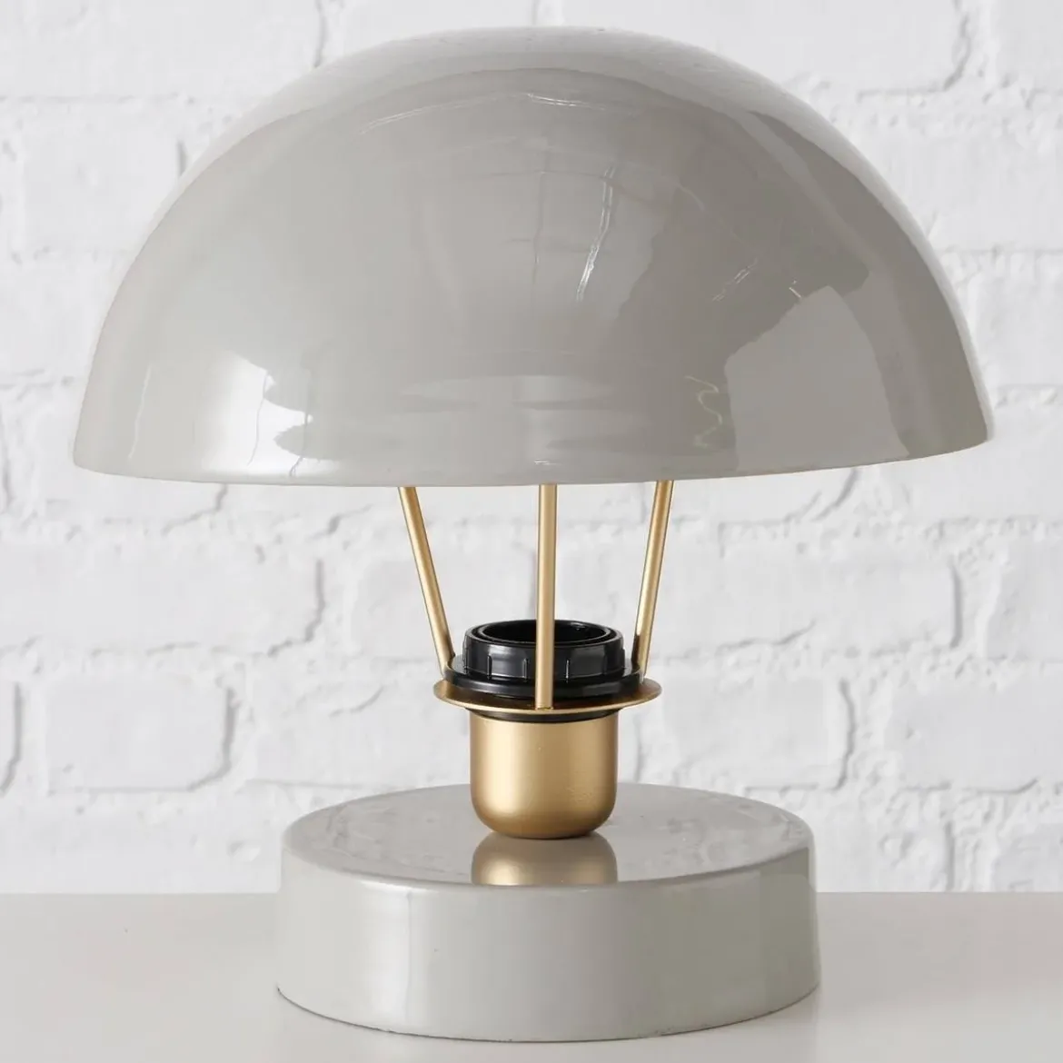 Metalowa lampka stołowa Clover, szary klosz, Ø 25 cm